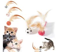 Glvomazty Pelota saltarina para Gato, Pelotas Saltarinas con Plumas para Gatos, Juguete Gato, Juguetes Perro interactivos, Ideal para Gatos Perros Domésticos - 3Pcs