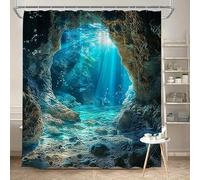 GLWDMB 1 Pieza 90x180CM Entrada a la Cueva submarina Cortina de Ducha con Gancho, poliéster, para Ventanas y Paredes, bañera, baño, Lavable a máquina, Universal para Todas Las Estaciones.