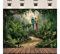GLWDMB 1 pieza | Tapiz de cascada de selva tropical y loros coloridos, tela de fondo, colgante de pared de poliéster, para dormitorio, sala de estar, decoración de fiesta, 200 x 180 cm