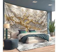 GLWDMB 1 pieza | Tela de fondo blanco del árbol de la vida, tapiz de poliéster para colgar en la pared, para sala de estar, dormitorio, oficina, fiesta, decoración | 230 x 150 cm