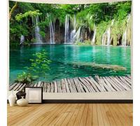 GLWDMB 1 tapiz de escena de cascada y selva, tela de fondo de plantas tropicales, poliéster para colgar en la pared, con paquete de instalación, 230 x 150 cm