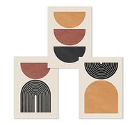 GLWDMB Arco geométrico abstracto de mediados de siglo, carteles artísticos de pared modernos, pintura en lienzo, imágenes impresas, decoración del hogar para sala de estar - Sin marco, 3 Piezas
