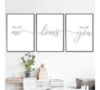 GLWDMB Conjunto de pinturas murales Todo de mí te ama a todo de ti, impresiones en lienzo y pósteres con frases de pareja, cuadros para la sala de estar y el dormitorio.(Enmarcado)