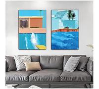 GLWDMB Impresiones en lienzo, pintura en lienzo de David Hockney, carteles e impresiones de piscina de salpicaduras más grandes, imagen artística de pared - Sin marco, 2 Piezas