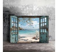 GLWDMB Lienzo con vista a la playa, imágenes de paisajes costeros, pósteres e impresiones, pintura mural para sala de estar y dormitorio.(Enmarcado)