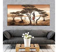 GLWDMB Pintura en lienzo de paisaje artístico africano y mujer, carteles de figuras e impresiones, imagen de pared para decoración para sala de estar - Sin marco, 1 Pedazo