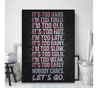 GLWDMB Póster motivacional minimalista para gimnasio, texto en blanco y negro, lienzo con la frase Es muy difícil no importarte, ¡vamos!, arte mural, imágenes de pared.(Enmarcado)