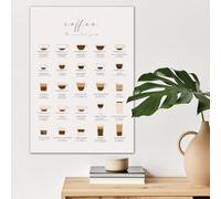 GLWDME Guía esencial sobre café: lienzo decorativo, imágenes, pósteres e impresiones sobre el café, pintura mural para sala de estar(Enmarcado)