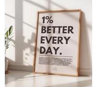 GLWDME Lienzo motivacional 1% Better Every Day, cuadros para dormitorio, pósteres e impresiones, pintura mural para sala de estar(Enmarcado)