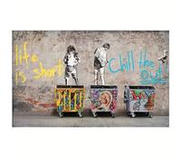 GLWDMH 1 lienzo de graffiti de 60 x 80 cm, con texto en inglés "Life Is Short", "Chill the Duck Out", póster artístico e impresiones para sala de estar, dormitorio, comedor y oficina (sin marco)