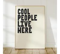 GLWDMH 1 lienzo minimalista moderno de 40 x 60 cm, con texto en inglés "Cool People Live Here", póster artístico de pared e impresiones, imagen de pared para sala de estar, dormitorio, comedor y
