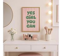 GLWDMH 1 pieza de 40 x 50 cm, cuadro de lienzo vintage con texto en inglés «Yes Girl» con la que puedes citar, póster artístico de pared e impresiones, imagen de pared para sala de estar, dormitorio