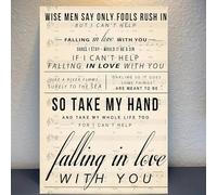 GLWDMH 1 pieza de 60 x 80 cm con la letra de la letra de I Can'T Help Falling in Love with You, lienzo de diseño vintage, póster de pared e impresiones, imagen de pared para sala de estar (sin marco)