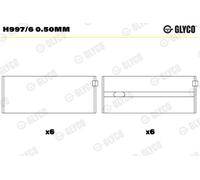 GLYCO Cojinetes Del Cigüeñal para Mercedes-Benz Saloon W124 250D) Sprinter 2-T