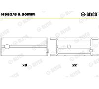 GLYCO Cojinetes Del Cigüeñal para Opel Vectra B J96 1.8i 16V 2.0i de Omega V94