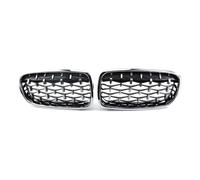 GLYGLY Kit Parrillas Delanteras para BMW 3 Series F30 2012-2019, Doble Diseño Riñón Rejilla Radiador Capó Rejilla Frontal Coche Parrilla Delantera,All Silver