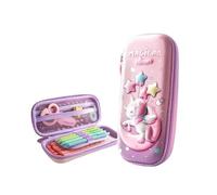 GLYLFQZJ Estuche Unicornio 3D Caja De Lápiz De Lápices A Prueba De Agua para Niñas Cartoon Big Capacidad Suministros Escolares Bolsa De Papelería Linda-Unicornio De Luna
