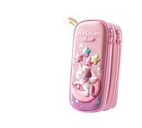 GLYLFQZJ Estuche Unicornio 3D Caja De Lápiz De Lápices A Prueba De Agua para Niñas Cartoon Big Capacidad Suministros Escolares Bolsa De Papelería Linda-Capa De Unicornio Luna-2