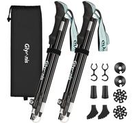 Glymnis Bastones de Senderismo, Bastones Trekking Plegables 2pcs 36cm-130cm de Aleación de Aluminio 7075 y EVA para Senderismo Alpinismo Trail Viaje (Azul Lago)