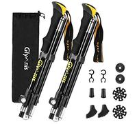 Glymnis Bastones de Senderismo Bastones Trekking Plegables 2pcs 36cm-130cm de Aleación de Aluminio 7075 y EVA para Senderismo Alpinismo Trail Viaje（Amarillo）