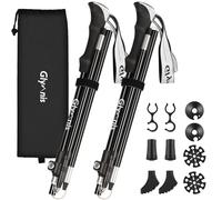 Glymnis Bastones de Senderismo, Bastones Trekking Plegables 2pcs 36cm-130cm de Aleación de Aluminio 7075 y EVA para Senderismo Alpinismo Trail Viaje (Blanco Lechoso)