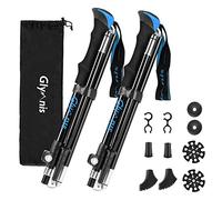 Glymnis Bastones de Senderismo Bastones Trekking Plegables 2pcs 36cm-130cm de Aleación de Aluminio 7075 y EVA para Senderismo Alpinismo Trail Viaje Azul (Azul)