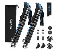 Glymnis Bastones de trekking plegables y antigolpes, 110-130 cm, 5 secciones de aluminio 7075, mango de EVA, punta de carburo de tungsteno para senderismo, 1 par