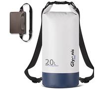 Glymnis Bolsa Estanca Bolsa Impermeable 5 L/10 L/20 L con Bolsa Cintura para Rafting Kayak Playa Senderismo Esquí Pesca Escalada y Camping (Blanca, 20 L)