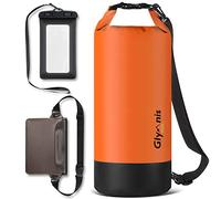 Glymnis Bolsa Estanca Bolsa Impermeable 5 L/10 L/20 L con Bolsa Cintura para Rafting Kayak Playa Senderismo Esquí Pesca Escalada y Camping (Naranja, 10 L)