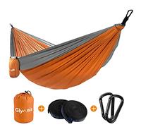 Glymnis Hamaca Ultraligera de Nailon, 300 kg de Capacidad de Carga, 275 x 140 cm, 2 Correas de Nailon y 2 Mosquetones, Hamacas Colgantes para Acampada de Viaje al Aire Libre y Jardín