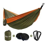 Glymnis Hamaca Ultraligera de Nailon, 300 kg de Capacidad de Carga, 275 x 140 cm, 2 Correas de Nailon y 2 Mosquetones, Hamacas Colgantes para Acampada de Viaje al Aire Libre y Jardín