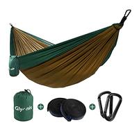 Glymnis Hamaca Ultraligera de Nailon, 300 kg de Capacidad de Carga, 300 x 200 cm, 2 Correas de Nailon y 2 Mosquetones, Hamacas Colgantes para Acampada de Viaje al Aire Libre y Jardín