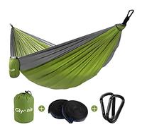 Glymnis Hamaca Ultraligera de Nailon, 300 kg de Capacidad de Carga, 300 x 200 cm, 2 Correas de Nailon y 2 Mosquetones, Hamacas Colgantes para Acampada de Viaje al Aire Libre y Jardín