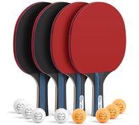 Glymnis - Juego de Ping-Pong de Tenis de Mesa con 4 Raquetas, 8 Bolas de Juego Profesionales y Funda portátil para Juego Profesional y recreativo en Interiores y Exteriores