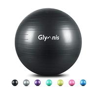 Glymnis Pelota de Pilates Pelota Anti-Burst para Pilates Gimnasia Fitness Embarazo Yoga Embarazo 55cm 65cm 75cm con Hinchador Negro (65cm)