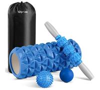 Glymnis - Rodillo de masaje (4 en 1, kit de espuma de rodillos y batas, masaje y 2 bolas de masaje, rodillo de espuma para masaje profundo, Shaping Yoga (azul)