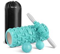 Glymnis Rodillo Masaje Muscular Foam Roller Masajes Muscular 4 en 1 con 1 Rodillo de Espuma 1 Palo de Masaje y 2 Bolas de Masaje para Relajar los músculos Reducir el Dolor del Cuerpo Verde Menta