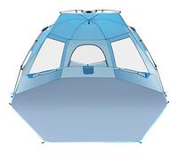 Glymnis Tienda de Playa Pop Up 4-5 Personas Tienda Instantánea Automática UPF 50+ Refugio Playa Portátil con Puerta Cremallera para Playas Parque Pescar (265 x 250 x 135 cm)