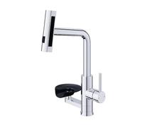 GLYYR Grifo Cocina 2 In 1 con Lava Vasos Fregadero, Giratorio de 360° Grifo Fregadero Cocina Extraible 4 Modos Grifo Monomando Cocina Acero Inoxidable