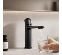 GLYYR Grifo Lavabo Negro Mate, Latón Grifo Monomando Lavabo, Mezclador Agua Fría y Caliente, Flujo Suave Antisalpicaduras, Acabado Duradero y Elegant, Ahorro de Agua y Durabilidad