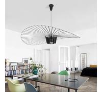 GLZXMQBP Candelabro Sala De Estar Vertigo Lámpara Colgante 80Cm 100Cm 120Cm 170Cm, Fibra Vidrio Vintage Moderna + Sombrero Creativo Pu Negro, Retro Para Sala,Noir,140cm