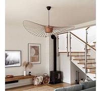 GLZXMQBP Vertigo Lámpara Colgante Retro Para Sala De Estar, Lámpara Colgante Retro Vértigo Fibra De Vidrio + Lámpara De Poliuretano Diseño Hat Thane, Altura De Luz Ajustable E27,Café,200CM