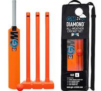 GM | Ben Stokes Diamond - Juego de críquet de plástico para Todo Tipo de Clima, 1 Bate Moldeado, 1 Pelota de Goma roja Suave, 3 tocones, Bolsa de Transporte, tamaño 6 para Jugadores de 157 a 163 cm