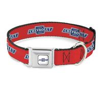 GM General Motors - Collar para mascotas, collar de perro, hebilla de cinturón de seguridad de metal, logotipo de Chevrolet 1940, color naranja, azul y blanco, 20 a 31 pulgadas, 1.5 pulgadas de ancho
