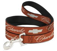 GM General Motors Correa para mascotas, correa para perro, Chevrolet Script y pajarita naranja blanco, 6 pies de largo 1.5 pulgadas de ancho