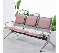 GMBAYUE Banco de 3 plazas de acero, para sala de espera, sillas de oficina de piel sintética con respaldos y reposabrazos, muebles para la zona de recepción, para oficina, banco, hospital, aeropuerto