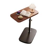 GMBAYUE Mesa Auxiliar Regulable en Altura Mesita de Noche de Tablero Artificial, Mesa Auxiliar en Forma de C, Mesas de Sofá Que Se Deslizan hacia Abajo, Tablero Engrosado Giratorio 360°(Brown)