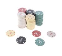 GMBYLBY 100 chips de plástico para casinos de ruleta, juego de bingo, con contador de monedas