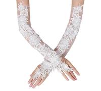 GMBYLBY 2lots - Mangas de malla para mujer, diseño de encaje de flores, mangas de novia para ocasiones especiales, guantes de encaje de poliéster, Encaje grande blanco, Taille unique