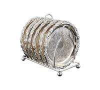 GMBYLBY 6 platos de aleación modernos con soporte para postres, frutas, pasteles y accesorios de café, posavasos de cocina, elegante bandeja para servir frutas